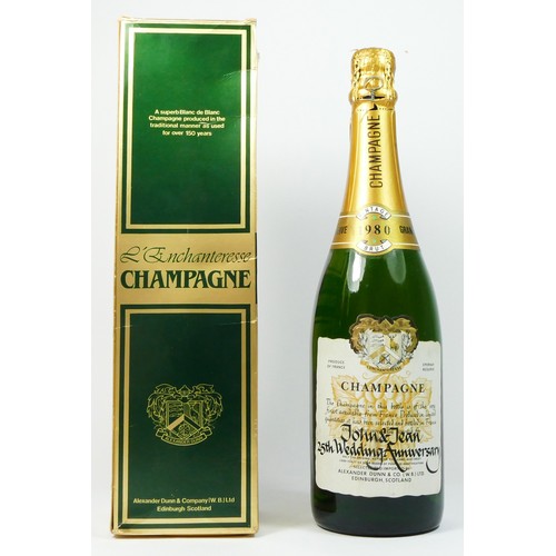 185 - An L'Enchanteresse Grand Reserve champagne, 1980, 75cl, in original box, presented to John & Jean, 2... 