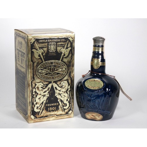 190 - Chivas Royal Salute 21 year old Scotch whisky, sapphire bottle, with original velvet bag and box. (1... 