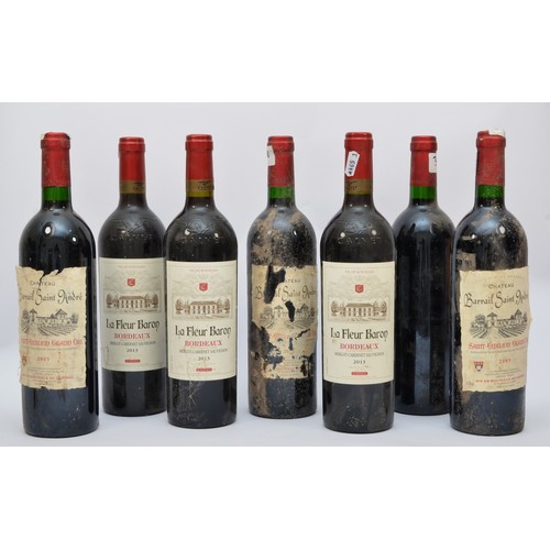 191 - Eleven bottles of wine, to include
Barrail Saint Andre 2005 x 3, La Fleur Baron 2013 x 3, St Emilion... 