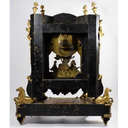 292 - An impressive 19th century French boulle mantel clock, the gilt brass dial with white enamel porcela... 