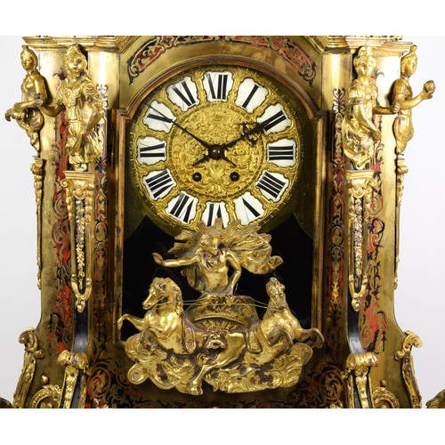 292 - An impressive 19th century French boulle mantel clock, the gilt brass dial with white enamel porcela... 