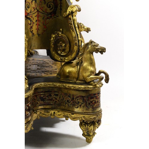 292 - An impressive 19th century French boulle mantel clock, the gilt brass dial with white enamel porcela... 