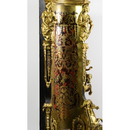 292 - An impressive 19th century French boulle mantel clock, the gilt brass dial with white enamel porcela... 