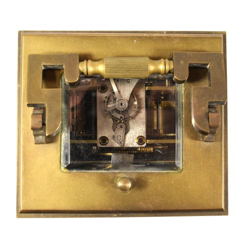 253 - A brass complicated alarm/striking/repeating carriage clock, the dial with seconds hand, alarm dial ... 