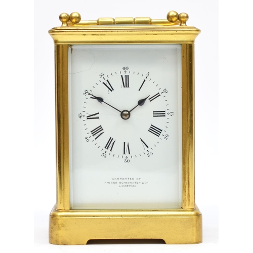 260 - Richard & Co. for Frisch Schierwater & Co. Liverpool, a large brass repeating carriage clock, the si... 