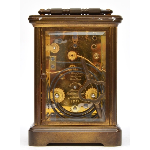 261 - Matthew Norman 1751, London, a Grand Corniche brass alarm/striking/repeating carriage clock, model 1... 