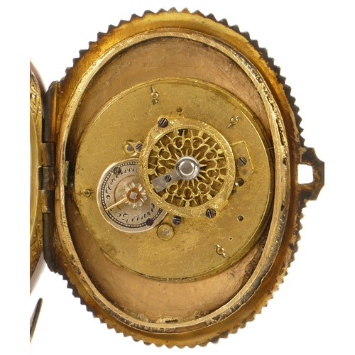 267 - A 19th century Viennese enamel table clock, the oval case containing a pocket watch movement, the ca... 