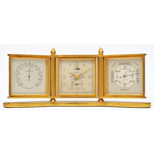 268 - Gubelin, a three case desk weather station/desk clock, model 866, numbered 51338, c.1955, the centra... 