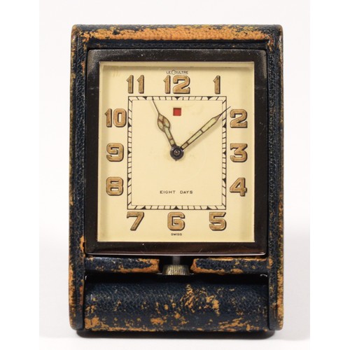 269 - A LeCoultre, Art deco desk/travel clock, c. 1930/35, off white dial with luminescent Arabic numerals... 