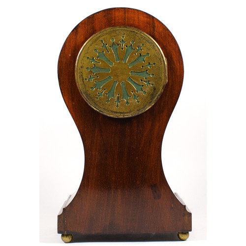 278 - A Victorian mahogany balloon mantel clock, celluloid chapter ring, boxwood inlay, the movement signe... 