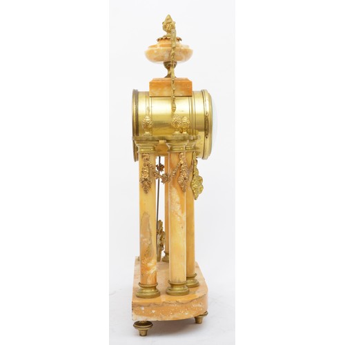 281 - J. Bernard, Montlucon, a 19th century French cream variegated marble and ormolu clock garniture, the... 