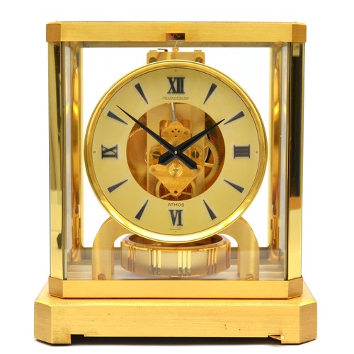 271 - Jaeger LeCoultre, a gilt brass Atmos mantel clock, cal 528-8, serial number 438746, c.1975, the Roma... 