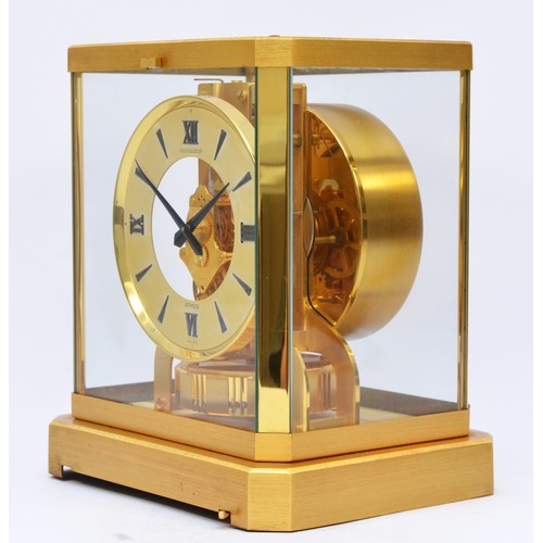 271 - Jaeger LeCoultre, a gilt brass Atmos mantel clock, cal 528-8, serial number 438746, c.1975, the Roma... 