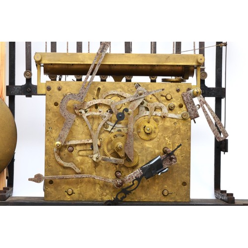 306 - An early 20th century German longcase clock movement, triple weight and musical playing Westminster ... 