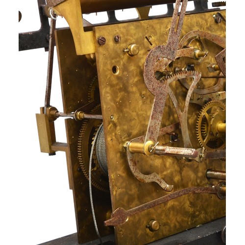 306 - An early 20th century German longcase clock movement, triple weight and musical playing Westminster ... 