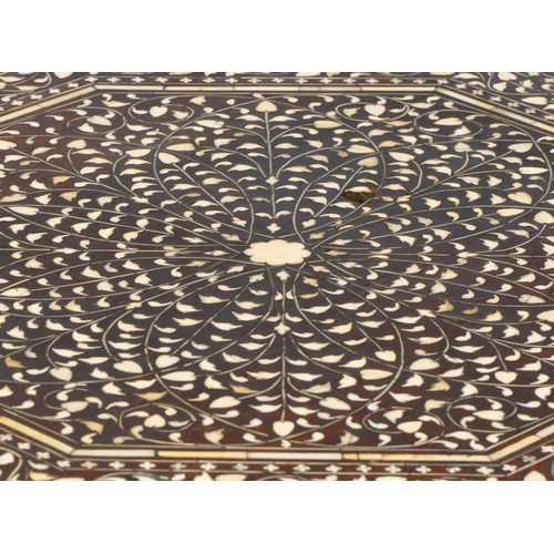 340 - A late 19th century inlaid hardwood Anglo Indian octagonal side table, the top with central panel in... 