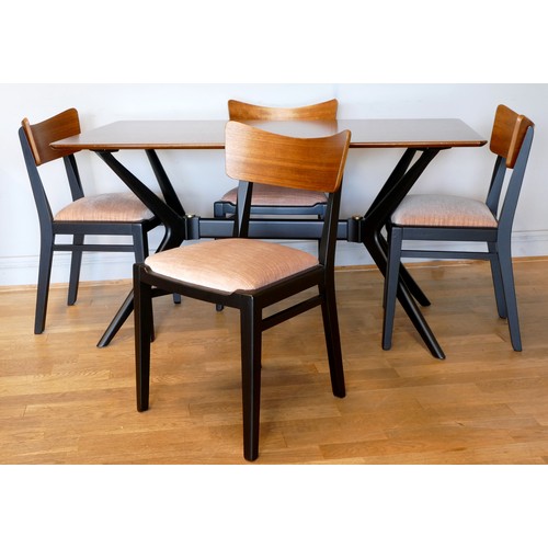 350 - Ernst Gomme for G Plan - A 1950s Librenza Tola wood and black spider leg dining table, model 341, to... 