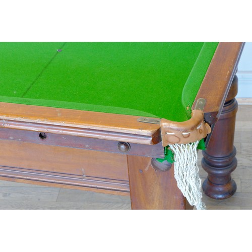 347 - A late Victorian Mahogany and Slate-Bed Snooker/Billiard Table, with green felt baize playing surfac... 