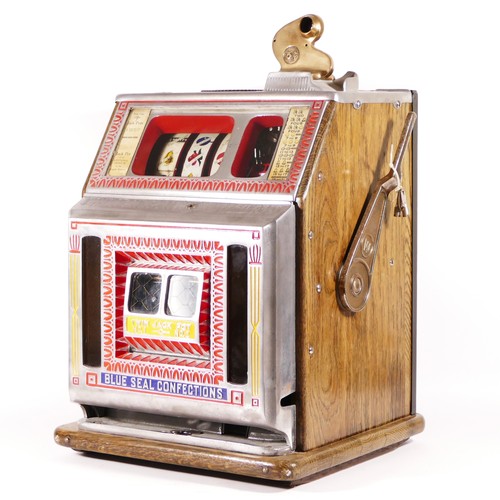 417 - A Watling Blue Seal vendor front slot machine one arm bandit, c.1929, working on American 5 cent coi... 