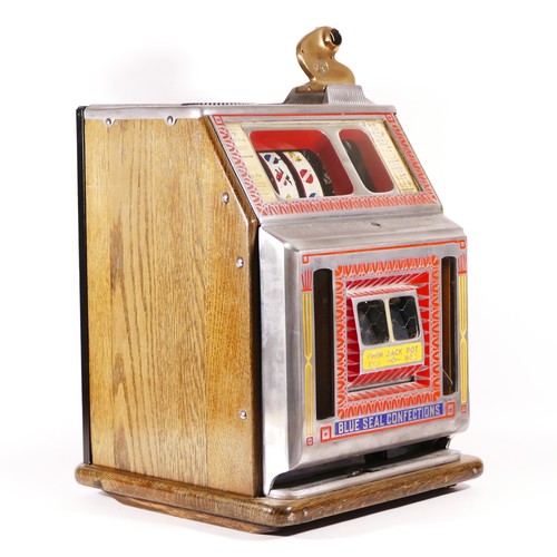 417 - A Watling Blue Seal vendor front slot machine one arm bandit, c.1929, working on American 5 cent coi... 