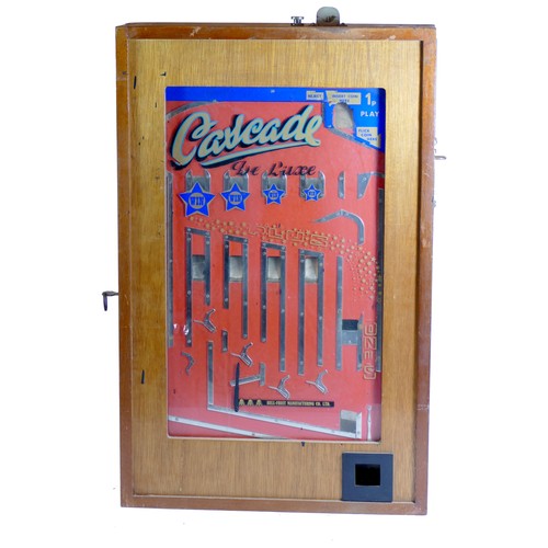 455 - A Cascade De Luxe by Bell Fruit Manufacturing penny drop case slot machine, mahogany cabinet, serial... 