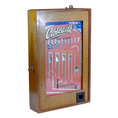 455 - A Cascade De Luxe by Bell Fruit Manufacturing penny drop case slot machine, mahogany cabinet, serial... 