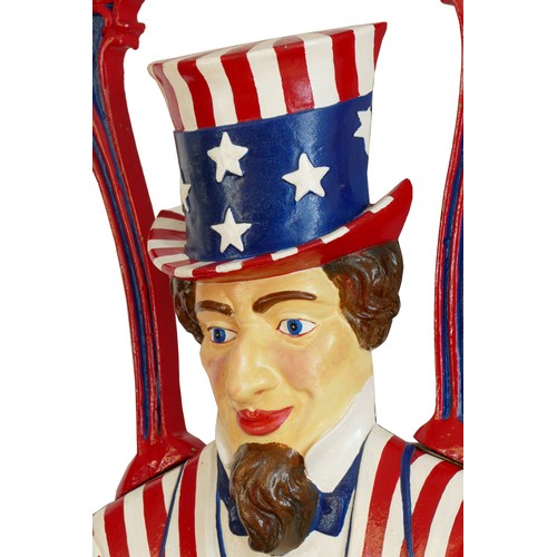 461 - A coin-operated arcade machine Uncle Sam Strength Tester, cast iron bust in the form of Uncle Sam, h... 