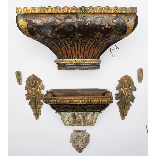 291 - A 19th century French boulle bracket, red tortoiseshell and gilt brass with ormolu mounts, for resto... 