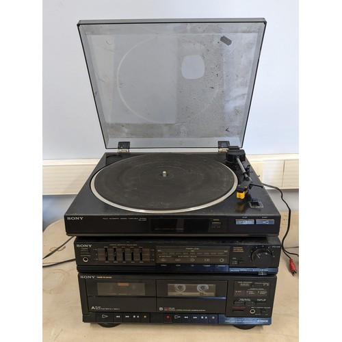 27 - A Sony DXA-D7 tape deck with a Sony tuner and a Sony PS-LX45P turntable