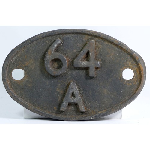 15 - An oval cast iron shed plate, '64A St. Margarets (Edinburgh)'.