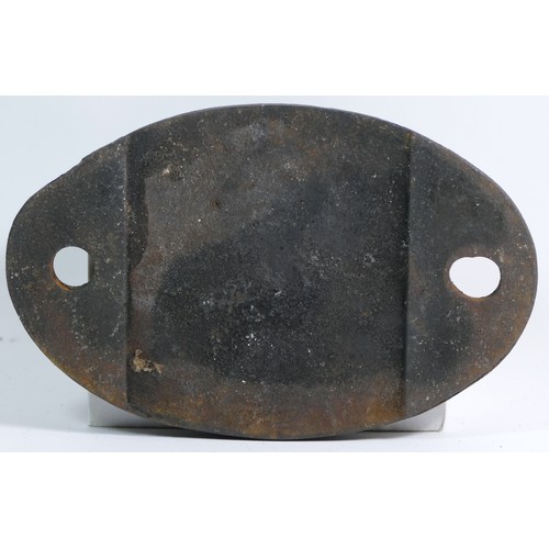 15 - An oval cast iron shed plate, '64A St. Margarets (Edinburgh)'.