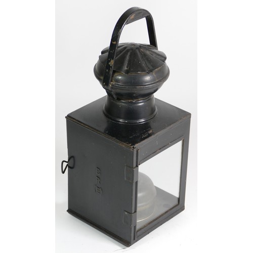 28 - A hand lantern marked 'BR(E)', complete with all glasses and burner.