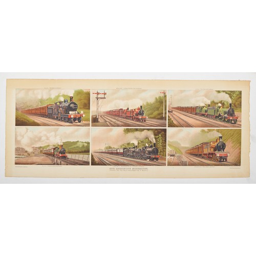 36 - A pair of railway carriage prints, by F. Moore for the Boys Own Paper, to include Our Lightning Expr... 