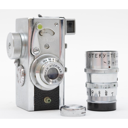 134 - A Steky 16mm sub miniature camera, model IIIB, with a Riken Stekinar 2.5mm f3.5 lens, with original ... 