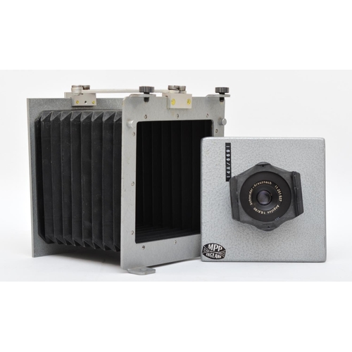 147 - A MPP Monorail large format 4x5 camera, with a Schneider-Kreuznach 90mm f6.8 lens (11 251 527) and a... 