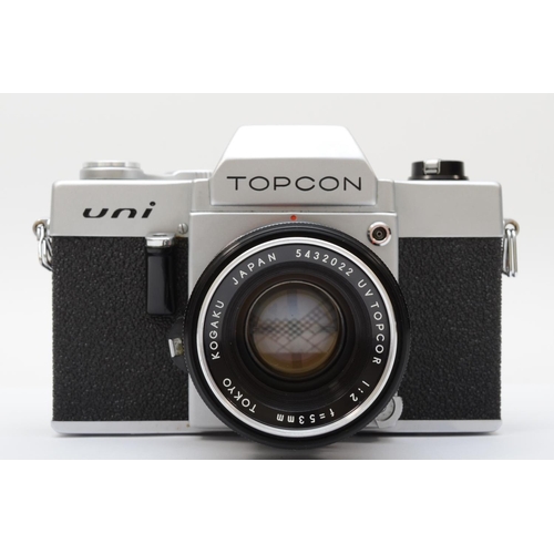 155 - A Topcon Uni 35mm film camera, with a Topcor 53mm f2 lens