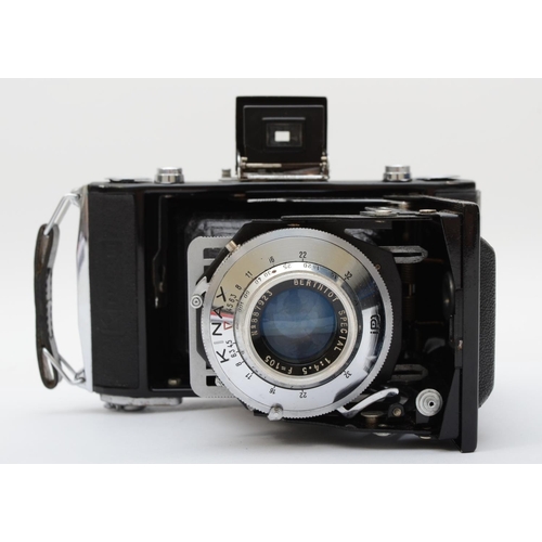 159 - A Kinax III 6x9 folding camera, with a Berthiot Special 105mm f4.5 lens