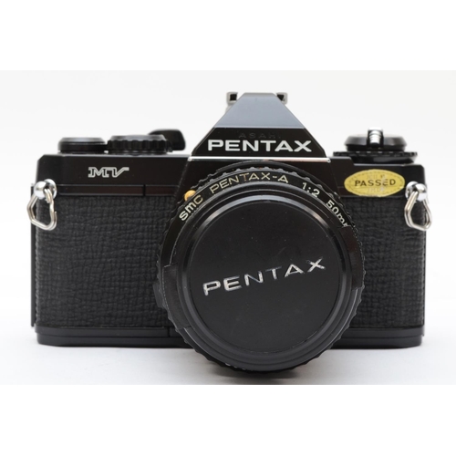 174 - A Pentax MV 35mm film camera, with a Pentax 50mm f2 lens