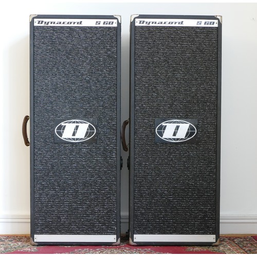 251 - A pair of Dynacord S60 speaker columns, with leather carry handles, 46 x 117 x 25cm (2)