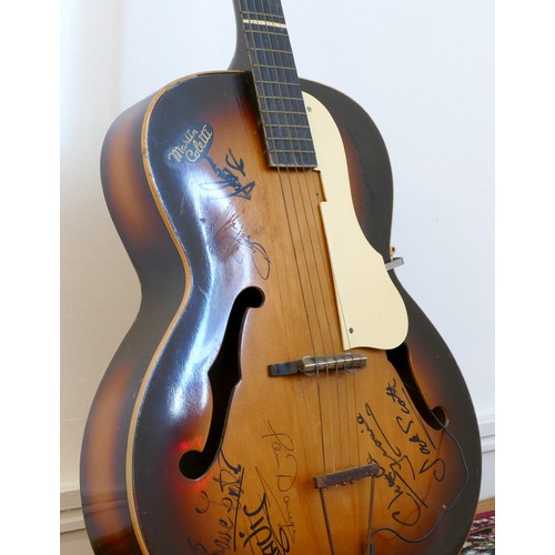 264 - A Martin Colelli semi acoustic guitar, natural sunburst colourway with white scratch guard, with dou... 