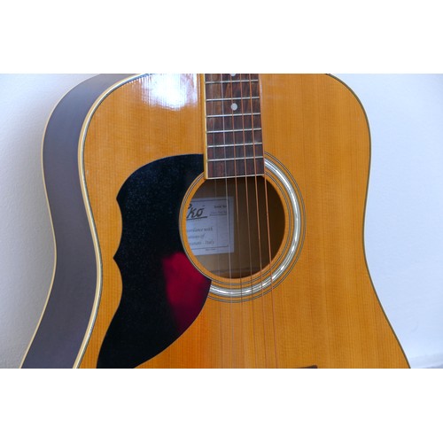 268 - A EKO Ranger 6/LH acoustic guitar (serial No 2009/04/30), cooper strings, rainbow patterned strap, 4... 