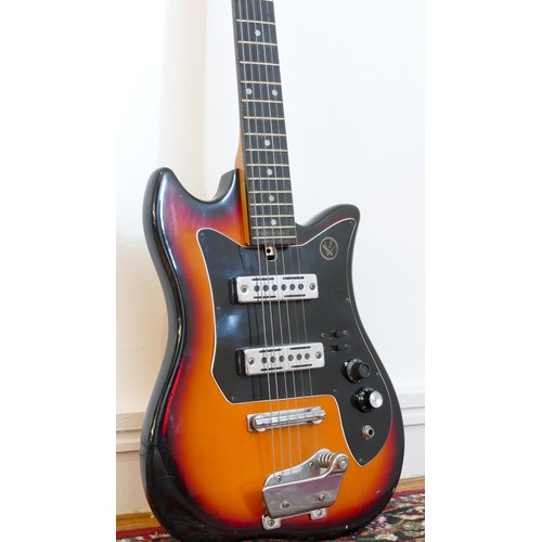 274 - A Kay Guitar ET200 electric guitar, twin pickups, Jazzmaster / tulip shaped body, sunburst colourway... 