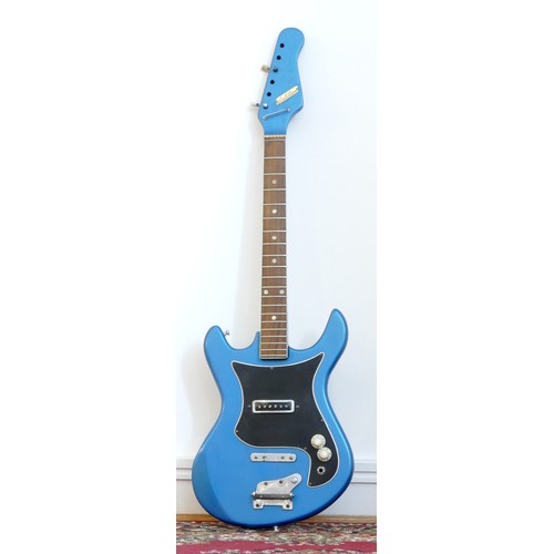 276 - A Audition electric guitar, single pickup, Jazzmaster style body, in electric blue colourway with bl... 