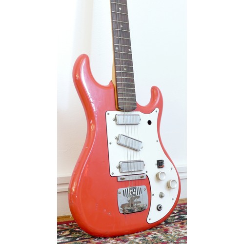 278 - A Watkins Rapier electric guitar (serial No 5737), three pickups, Stratocaster style body, in Salmon... 