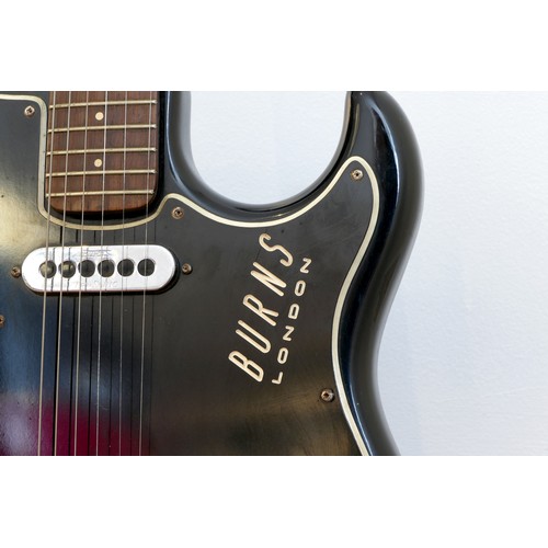 284 - A Burns London Split Sound guitar (serial No 6744), twin pickups, Jazzmaster shaped body, black colo... 