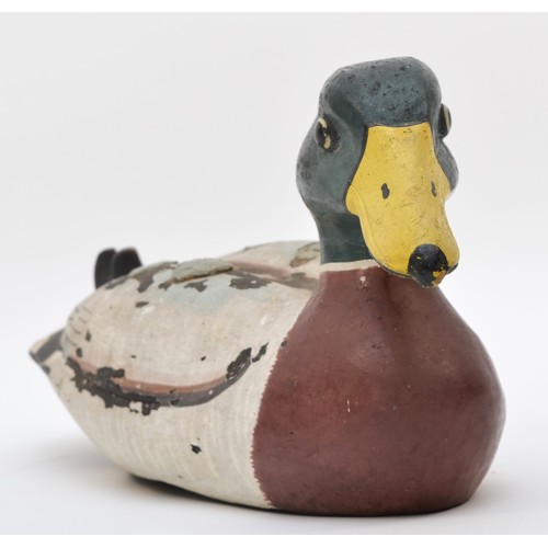 315 - A decoy duck, c.1900's, carved wood, hand painted to resemble a Mallard, 37cm in length