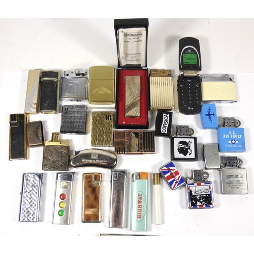 327 - A collection of pocket cigarette lighters, primarily gas filled examples.