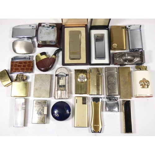 328 - A collection of pocket cigarette lighters, petrol and gas filled examples.