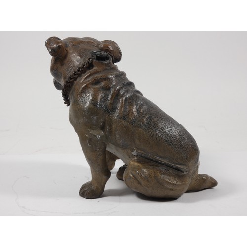 332 - A mid 20th century figural 'Striker' table cigarette lighter, in the form of a seated Bulldog, cold ... 