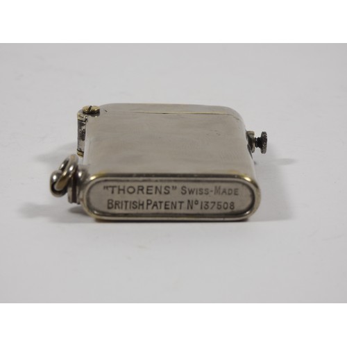 334 - A 1920s Thorens semi automatic gents pocket cigarette lighter, nickel plated brass, petrol operated,... 